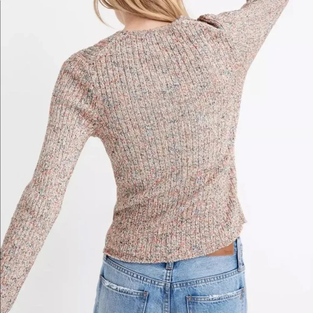 Madewell Marlbed Shrunken Ribbed Cardigan Sweater XS V-Neck - Picture 3 of 9